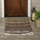 3' X 5' Chocolate And Navy Blue Striped Washable Indoor Outdoor Area Rug