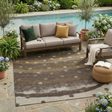 5' X 8' Chocolate And Navy Blue Striped Washable Indoor Outdoor Area Rug