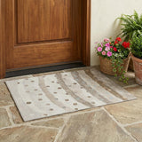 3' X 5' Ivory And Purple Striped Washable Indoor Outdoor Area Rug