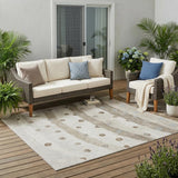 5' X 8' Ivory And Purple Striped Washable Indoor Outdoor Area Rug