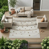 8' X 10' Ivory And Purple Striped Washable Indoor Outdoor Area Rug