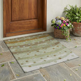 3' X 5' Sage And Green Striped Washable Indoor Outdoor Area Rug