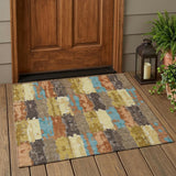 3' X 5' Copper And Orange Abstract Washable Indoor Outdoor Area Rug