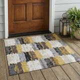 3' X 5' Gray And Linen Abstract Washable Indoor Outdoor Area Rug