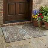 3' X 5' Brown And Graphite Ogee Washable Indoor Outdoor Area Rug