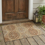 3' X 5' Copper And Pink Ogee Washable Indoor Outdoor Area Rug