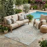 5' X 8' Ivory And Brown Ogee Washable Indoor Outdoor Area Rug