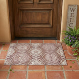 3' X 5' Pink And Green Ogee Washable Indoor Outdoor Area Rug