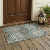 3' X 5' Teal Blue And Purple Ogee Washable Indoor Outdoor Area Rug