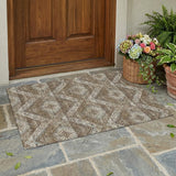 3' X 5' Brown And Chocolate Tribal Washable Indoor Outdoor Area Rug