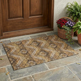3' X 5' Copper And Khaki Tribal Washable Indoor Outdoor Area Rug