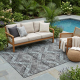 5' X 8' Gray And Brown Tribal Washable Indoor Outdoor Area Rug