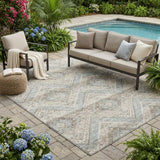 5' X 8' Ivory And Beige Tribal Washable Indoor Outdoor Area Rug