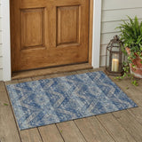 3' X 5' Navy Blue And Pink Tribal Washable Indoor Outdoor Area Rug