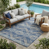 5' X 8' Navy Blue And Pink Tribal Washable Indoor Outdoor Area Rug