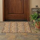 3' X 5' Orange And Green Tribal Washable Indoor Outdoor Area Rug