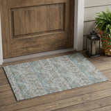 3' X 5' Teal Blue And Purple Tribal Washable Indoor Outdoor Area Rug