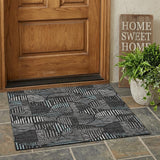 3' X 5' Black And Brown Geometric Washable Indoor Outdoor Area Rug