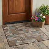3' X 5' Coffee And Graphite Geometric Washable Indoor Outdoor Area Rug