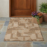 3' X 5' Copper And Khaki Geometric Washable Indoor Outdoor Area Rug