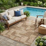 5' X 8' Copper And Khaki Geometric Washable Indoor Outdoor Area Rug