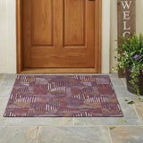 3' X 5' Eggplant And Brown Geometric Washable Indoor Outdoor Area Rug