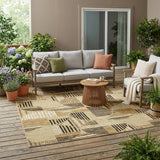 5' X 8' Gold And Blue Geometric Washable Indoor Outdoor Area Rug