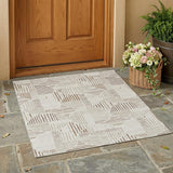 3' X 5' Ivory And Graphite Geometric Washable Indoor Outdoor Area Rug