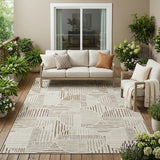 5' X 8' Ivory And Graphite Geometric Washable Indoor Outdoor Area Rug