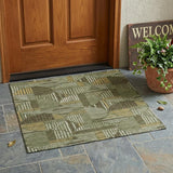3' X 5' Olive Green And Khaki Geometric Washable Indoor Outdoor Area Rug
