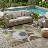 5' X 8' Brown And Beige Abstract Washable Indoor Outdoor Area Rug