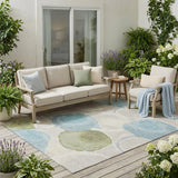 5' X 8' Ivory And Brown Abstract Washable Indoor Outdoor Area Rug