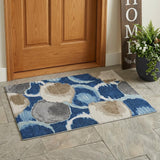 3' X 5' Navy Blue And Blue Abstract Washable Indoor Outdoor Area Rug