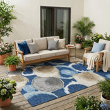5' X 8' Navy Blue And Blue Abstract Washable Indoor Outdoor Area Rug