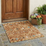 3' X 5' Orange And Graphite Geometric Washable Indoor Outdoor Area Rug