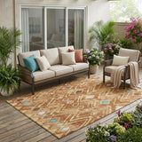 5' X 8' Orange And Graphite Geometric Washable Indoor Outdoor Area Rug