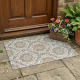 3' X 5' Beige And Blue Floral Washable Indoor Outdoor Area Rug