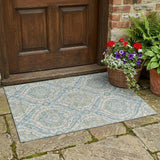 3' X 5' Ivory And Gray Floral Washable Indoor Outdoor Area Rug