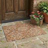 3' X 5' Orange And Green Floral Washable Indoor Outdoor Area Rug