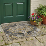 3' X 5' Black And Granite Gray Oriental Washable Indoor Outdoor Area Rug
