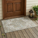 3' X 5' Ivory And Orange Oriental Washable Indoor Outdoor Area Rug