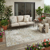 5' X 8' Ivory And Orange Oriental Washable Indoor Outdoor Area Rug