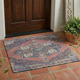 3' X 5' Merlot And Gold Oriental Washable Indoor Outdoor Area Rug