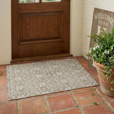 3' X 5' Beige And Khaki Oriental Washable Indoor Outdoor Area Rug