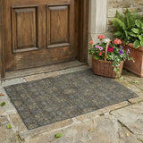 3' X 5' Black And Brown Oriental Washable Indoor Outdoor Area Rug