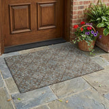3' X 5' Chocolate And Pearl Oriental Washable Indoor Outdoor Area Rug