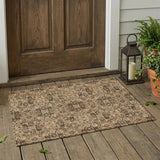 3' X 5' Copper And Green Oriental Washable Indoor Outdoor Area Rug