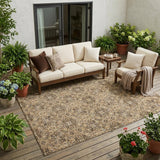 5' X 8' Copper And Green Oriental Washable Indoor Outdoor Area Rug