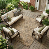8' X 10' Copper And Green Oriental Washable Indoor Outdoor Area Rug