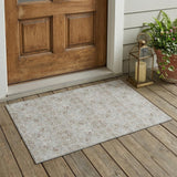 3' X 5' Ivory And Gray Oriental Washable Indoor Outdoor Area Rug